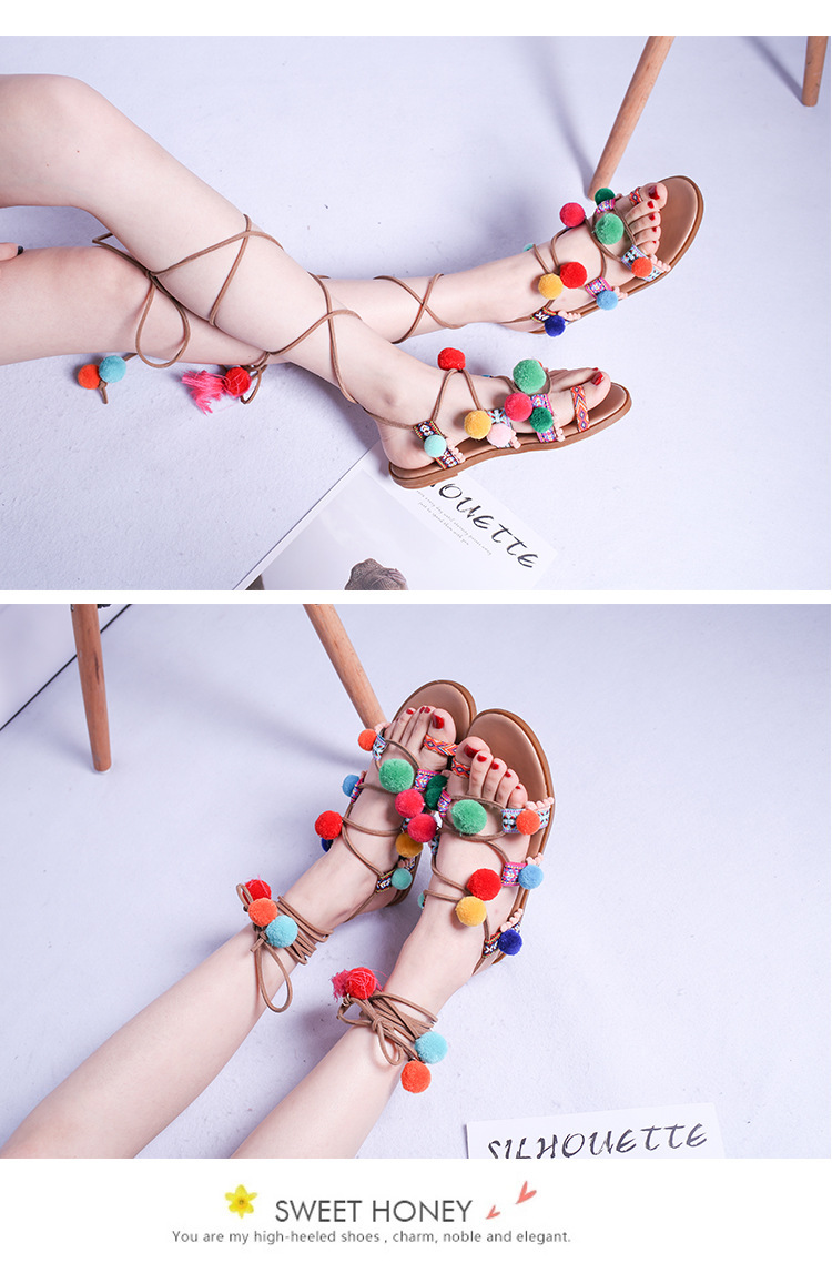 Women's Ethnic Style Bohemian Colorful Cross Straps Round Toe Strappy Sandals display picture 3