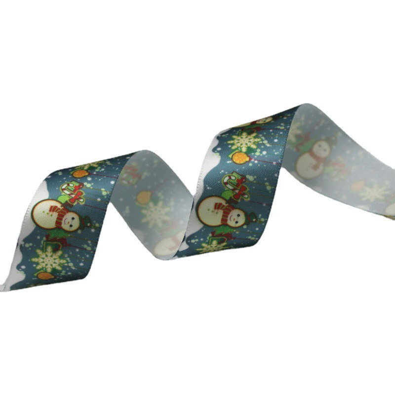 工厂直销涤纶螺纹织带烫金印字精美轮转印外包装圣诞节礼品包装带