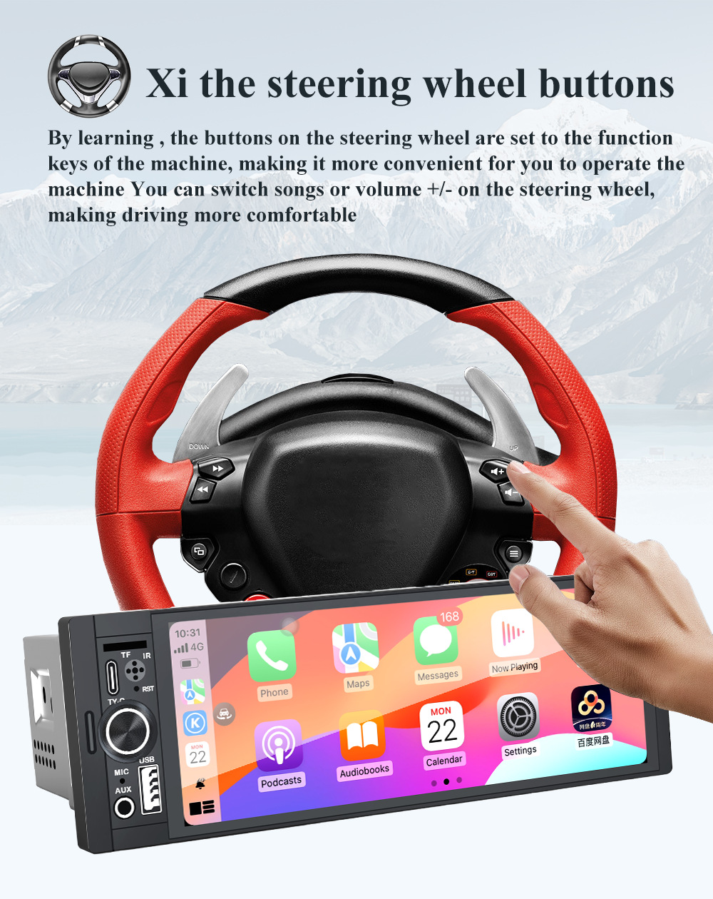 6.36inch General Motors Central Control Display Screen Car Navigation System All-In-One Gps Navigation Wireless Carplay