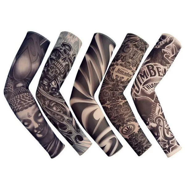 Outdoor Sports Tattoo Sleeves, Floral Arm Tattoos, Polyester Sun Protection Sleeves, Arm Protectors, Korean Cycling Ice Silk Sleeves Wholesale