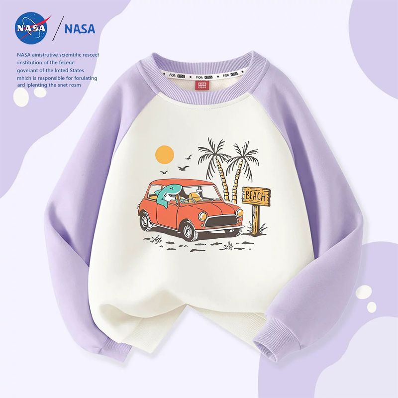 NASA联名哆啦A梦秋冬款儿童长袖上衣休闲圆领中大童加绒拼接卫衣|undefined