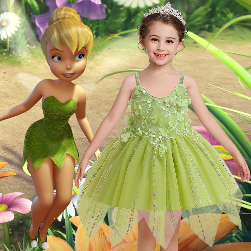 Popular Foreign Trade Item: Peter Pan Princess Dress with Straps and Mesh Patchwork, Fairy Performance Tutu Dress for Toddlers and Young Children Popular Foreign Trade Item: Peter Pan Princess Dress with Straps and Mesh Patchwork, Fairy Performance Tutu Dress for Toddlers and Young Children