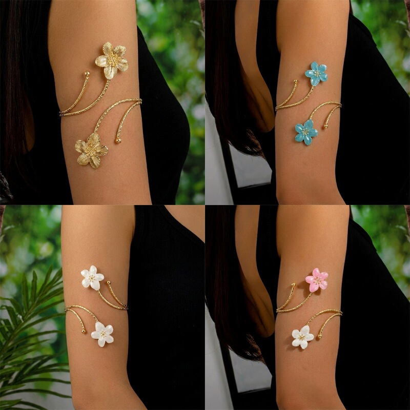 Cross-Border Hot-Selling Items: Bohemian Multi-Color Flower Arm Bracelets, Holiday-Style Open Arm Ornaments, Cross-Border Jewelry Wholesale Cross-Border Hot-Selling Items: Bohemian Multi-Color Flower Arm Bracelets, Holiday-Style Open Arm Ornaments, Cross-Border Jewelry Wholesale