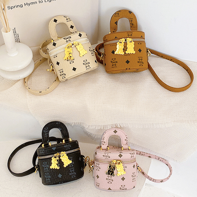 Children's Letter Bucket Box Bag Girls Princess Bag Small Fragrance Style Portable One Shoulder Crossbody Niche Fashion Women's Bag Trendy