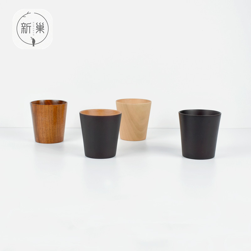 Creative Office Simple Wood Cup Insulated Tea Cup Milk Cup Heat Insulating Sloped Wood Cup Carvable LOGO