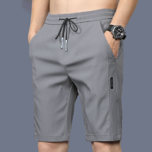 Wholesale 2025 summer ice silk thin new men's pants shorts men's summer five beach shorts stretch pants