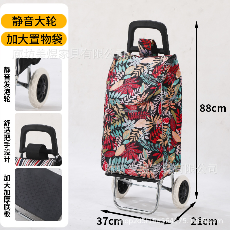 Carrito de compras plegable portátil para personas mayores para comprar verduras para el hogar pequeño carrito de varilla de tracción carro pequeño remolque