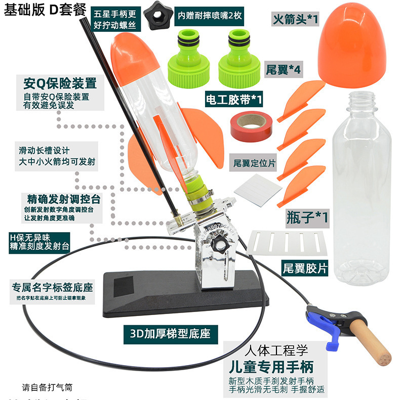 自制六年级水火箭喷嘴户外学生研学材料套装科学实验螺纹发射模型|undefined