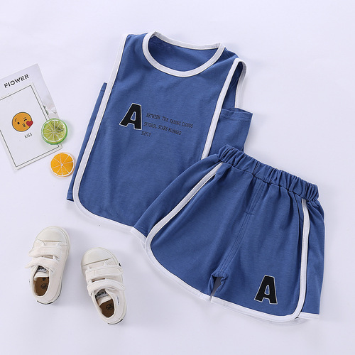 Children's vest suit pure cotton sleeveless top shorts children's clothing boys and girls baby casual fashion sports suspenders
