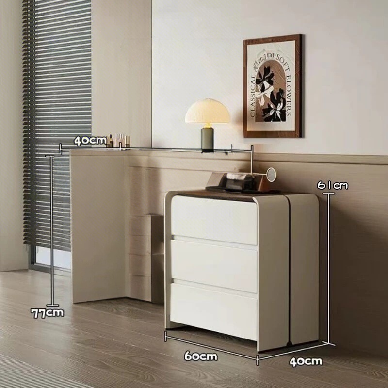 イタリアのミニマリスト無垢材ドレッシングテーブルとキャビネット一体型ベッドルームシンプルモダン2025新しいベッドサイドキャビネットドレッシングテーブル|undefined