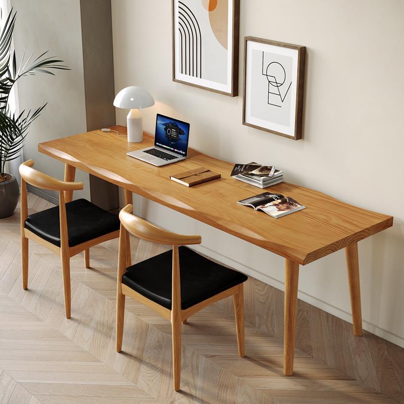 北歐全實木電腦桌家用臥室寫字桌靠牆長條桌學生雙人書桌辦公桌子