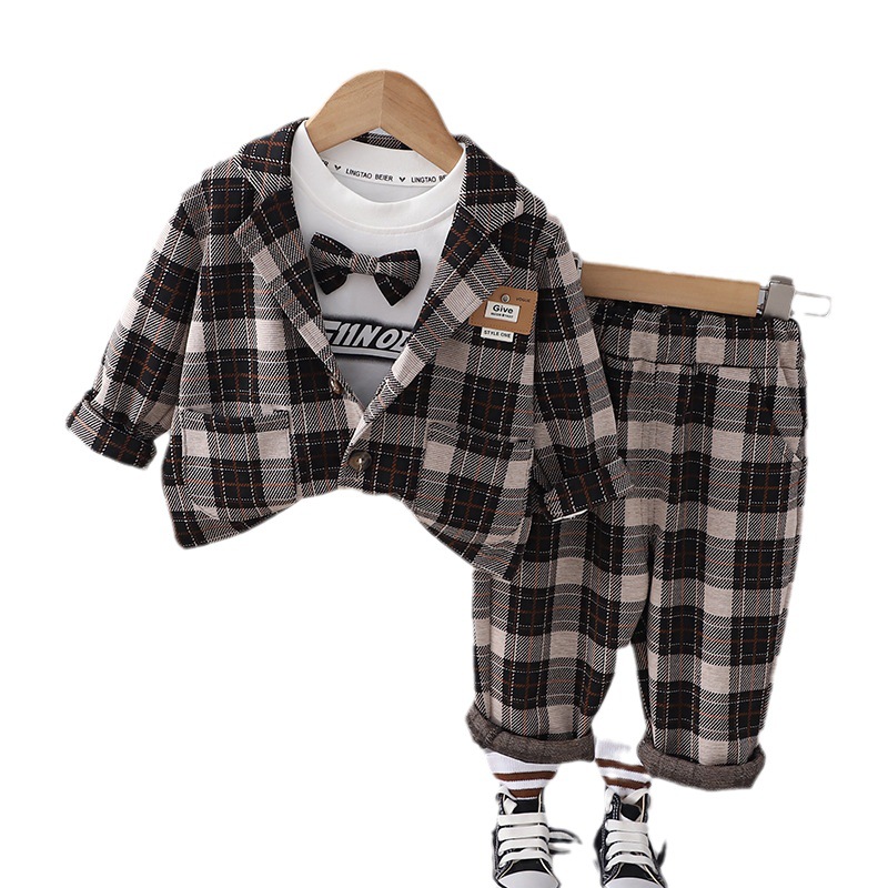 0-5 year old boys' British style, hasome suit, long sleeved jacket, shirt, pants, three piece set, baby dress_voghion.com