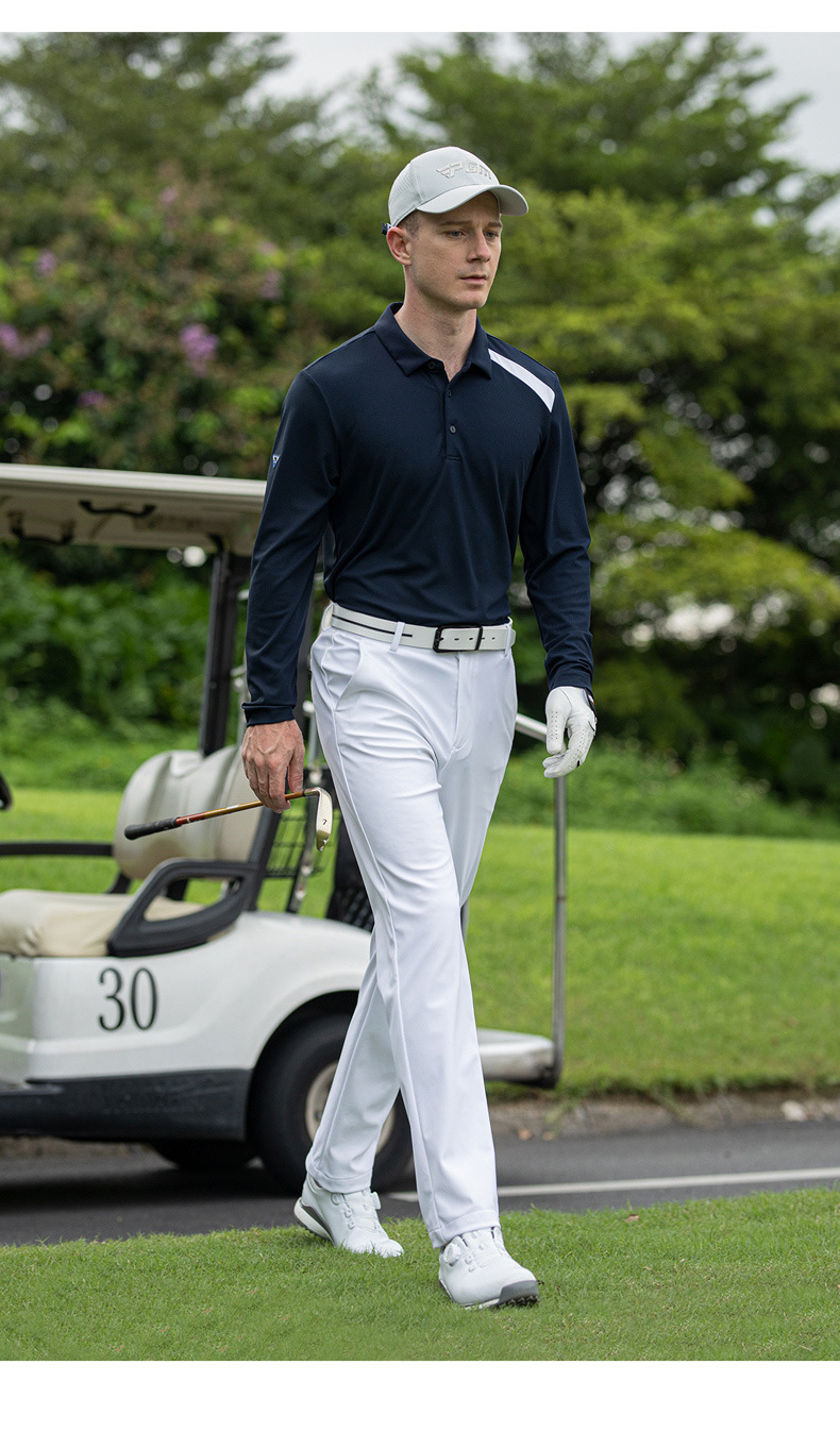 Áo polo golf nam dài tay PGM phối màu tương phản — KUZ167-màu trắng, YF630-Màu đen, YF630-màu cam, KUZ167-màu xanh hải quân chi tiết 12