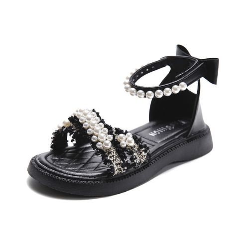 Girls' shoes children's princess sandals 2024 summer new style baby middle-aged and little girls soft-soled casual rhinestone shoes