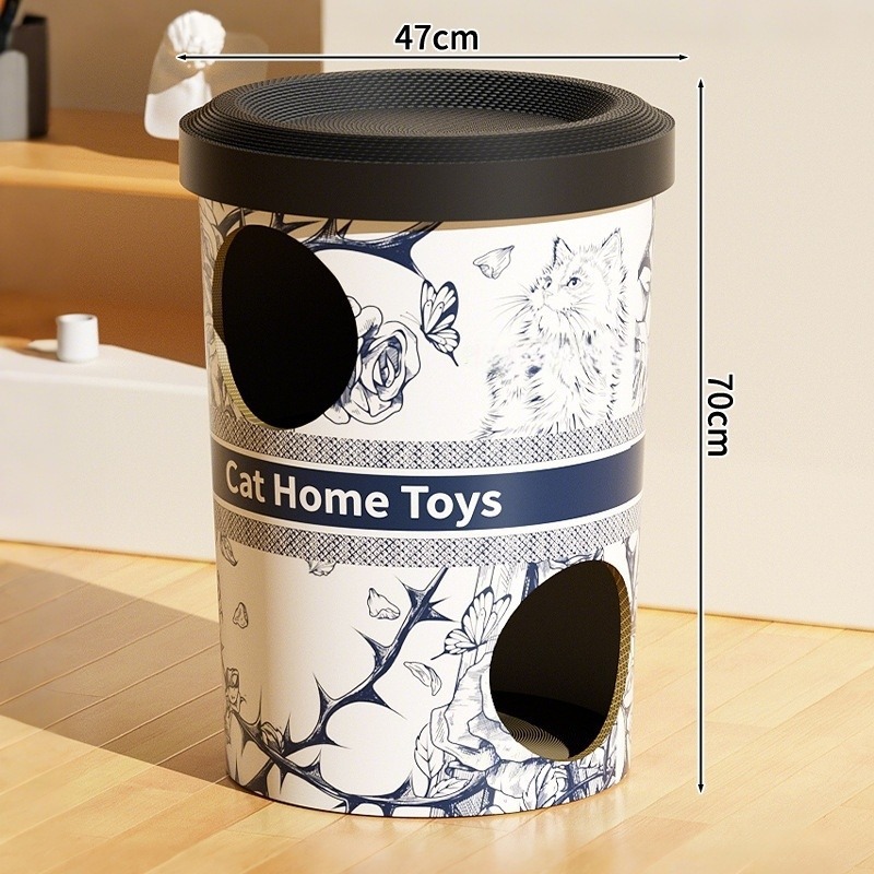 Tablero para rascarse el gato, nido para gatos, villa para gatos de doble capa, taza de café, cubo de té con leche, papel corrugado resistente al desgaste, tablero de patas de gato, casa de refugio para gatos
