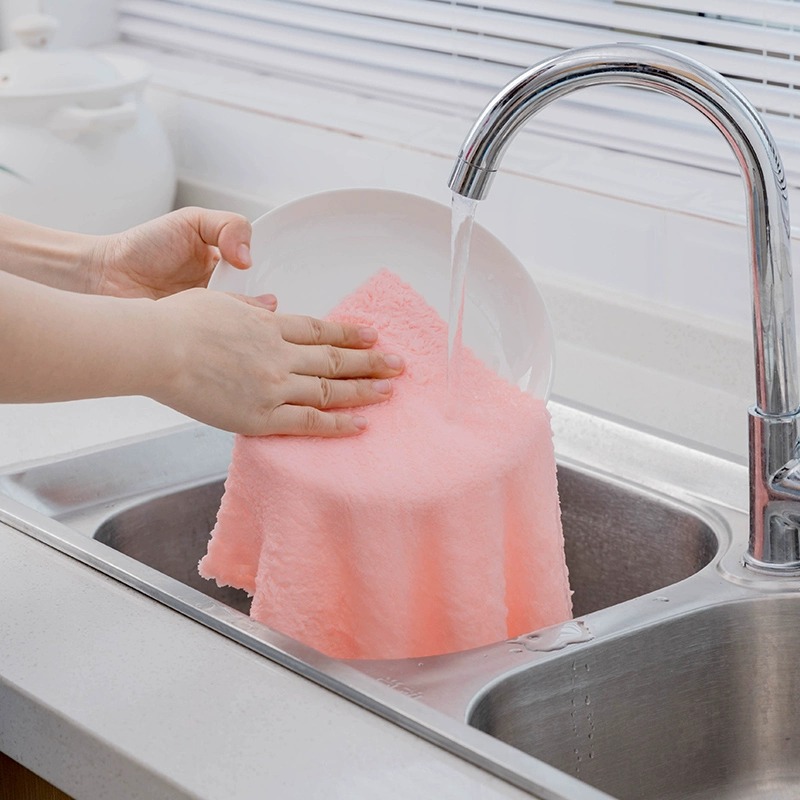 Dish cloth kitchen supplies coral fleece rag household cleaning absorbent not easy to lint dish towel kitchen rag