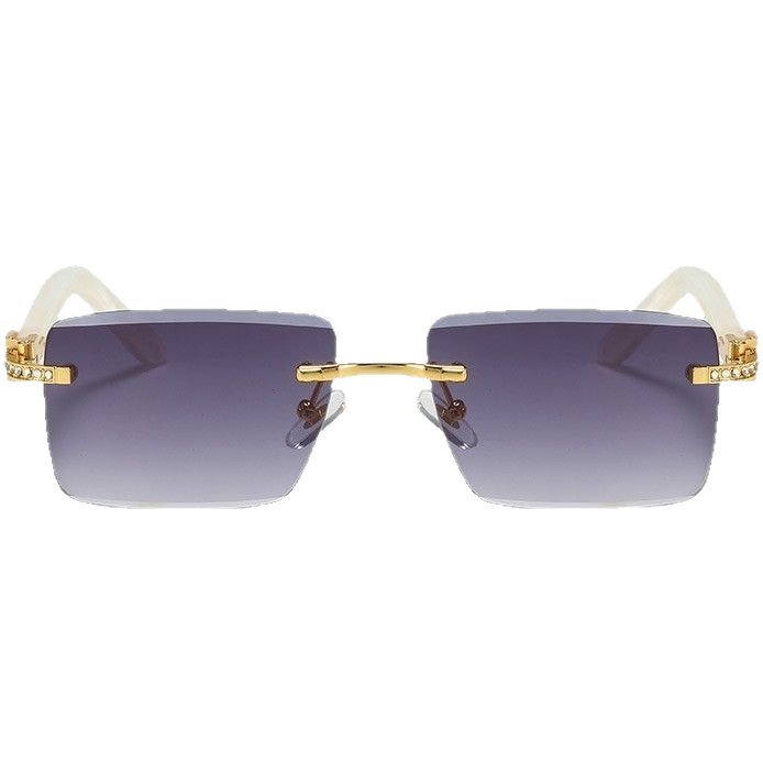 Frameloze zonnebril voor dames met strass en gesneden rand_voghion.com
