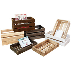 木箱子儲物箱復古實木收納箱裝飾大道具超市水果木框小木箱子