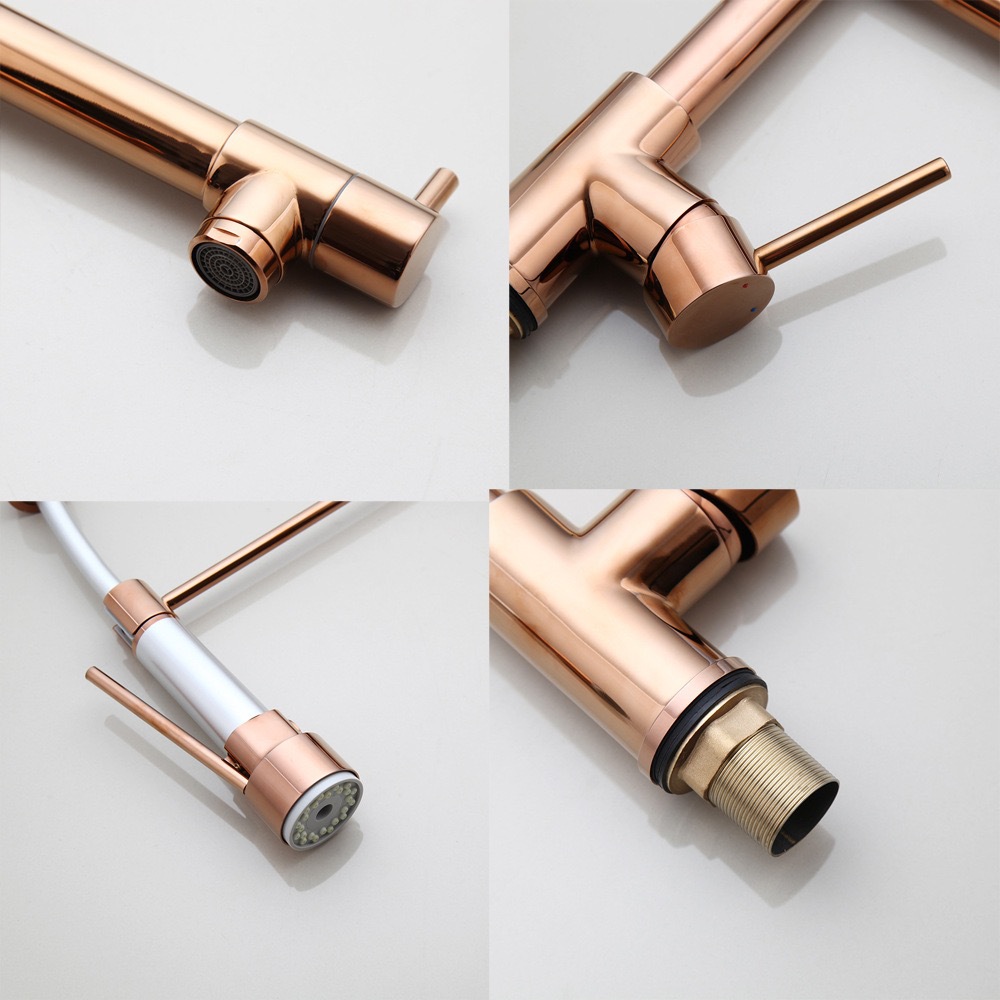 Cross-border all-copper spring faucet kitchen sink with rotatable and pull-out dual water outlet for cold and hot purified water spring faucet undefined