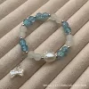 Blue glass bracelet with bow, 8mm
