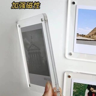 小卡简约亚克力正方形磁吸照片展示框办公室书房情侣相框