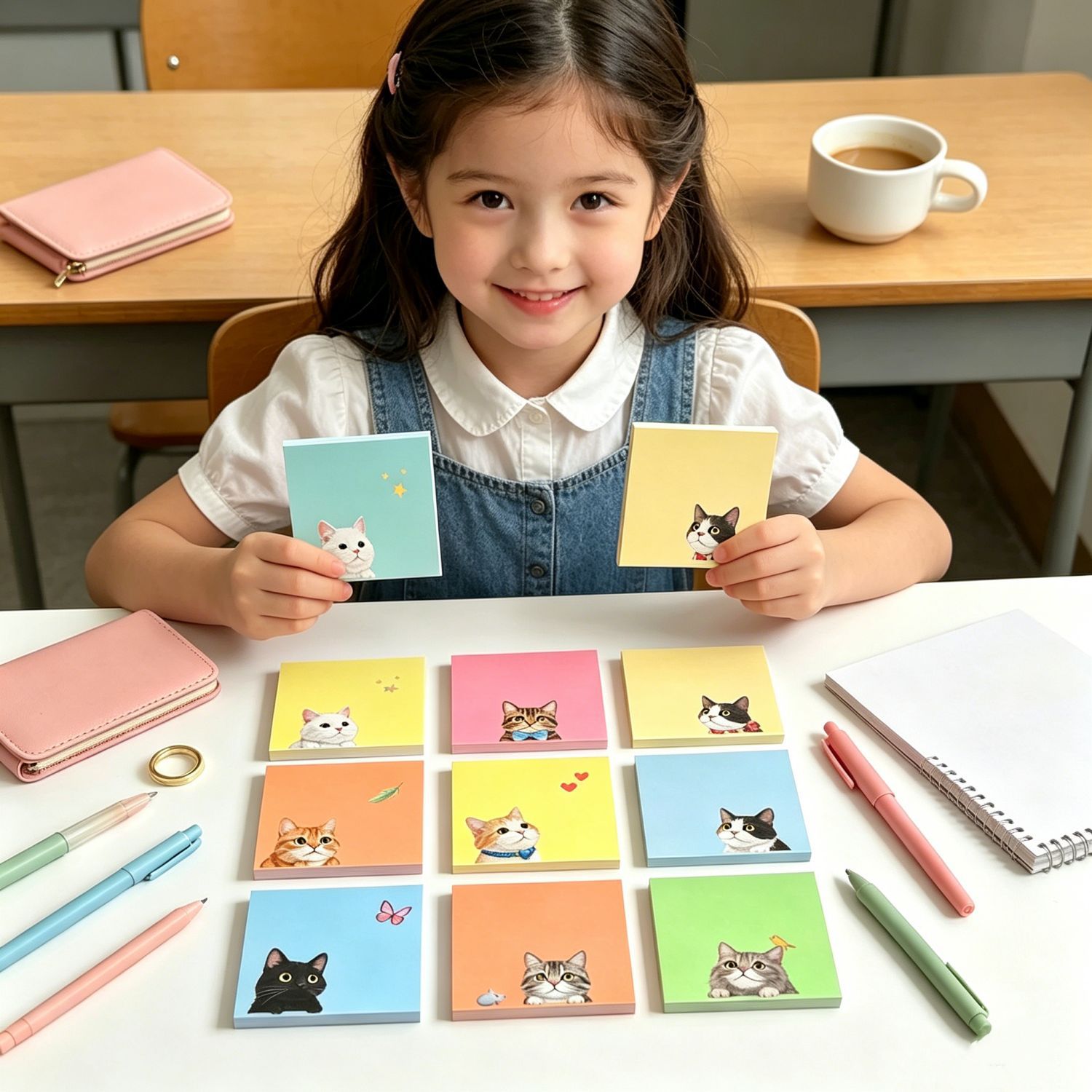 Transfronterizo DJ colorido Macarón gato post-it notes yuanqi dibujos animados etiquetas pegatinas etiquetas N pegatinas