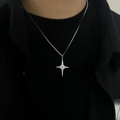 Ins Cross Necklace Women's New Year Trendy Four-Star Clavicle Chain Temperament Fresh Style Design Feeling