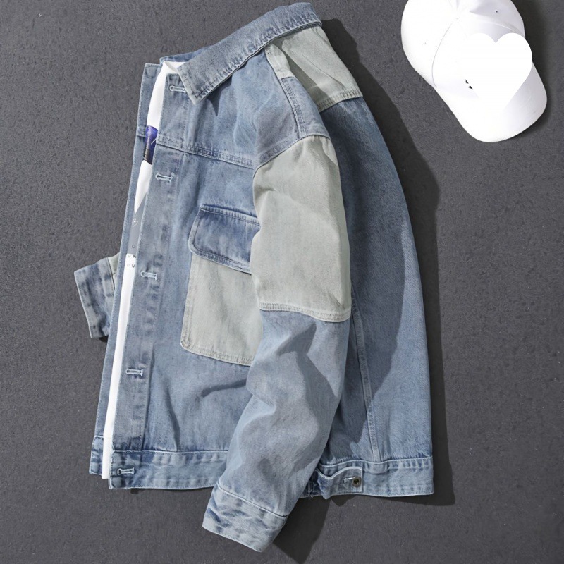 Jean jacket for men in early spring 2023, fashionable spring, autumn and winter, new light color, casual, loose size jacket, denim jacket