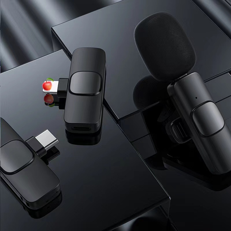 K8 micrófono de clip de cuello inalámbrico K9 micrófono inalámbrico de uno a dos grabación de video teléfono móvil grabación en vivo micrófono de radio