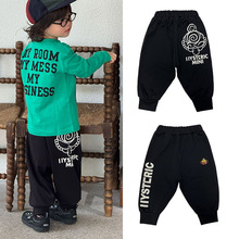 2025新款 黑超潮牌 奶嘴刺绣头像侧边英文长垮裤 奶嘴童裤 SKY