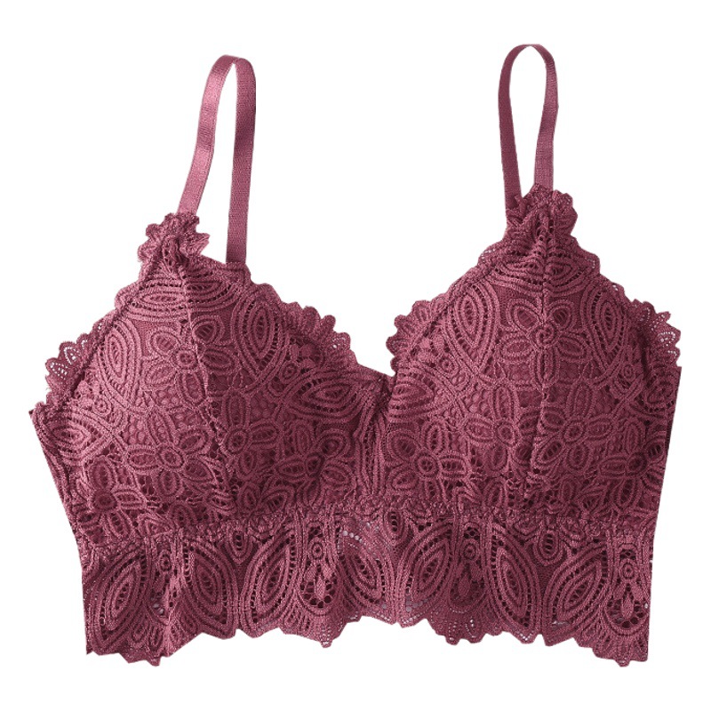 Triángulo Copa ropa interior inalámbrica de las mujeres otoño sexy encaje belleza espalda de tres filas de hebilla sujetador de tamaño libre sujetador image 1