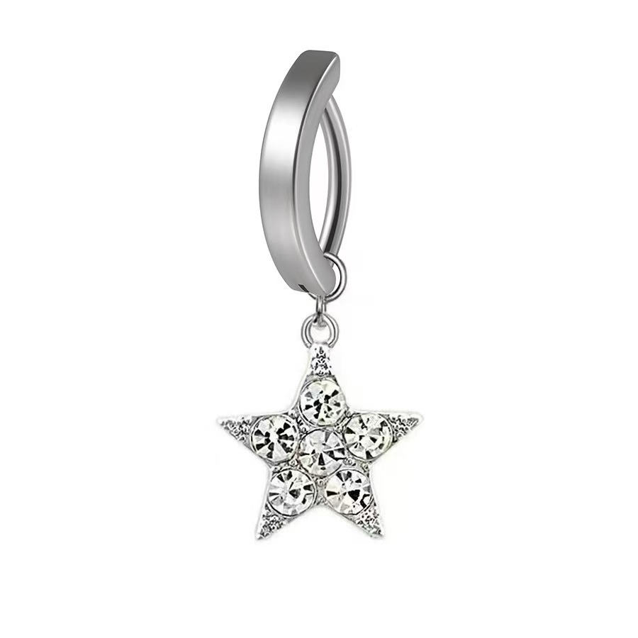 Minimalist Curved Navel Ring With Butterfly And Pentagram Designs_voghion.com