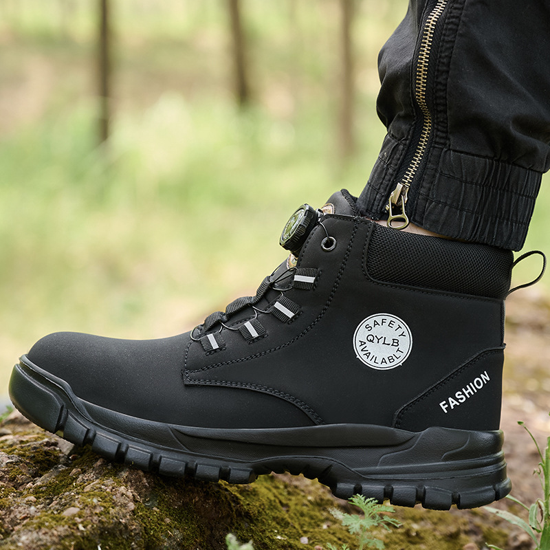 新款跨境高帮男士劳保鞋 钢头凯夫拉安全鞋 轻便舒适防护工作靴