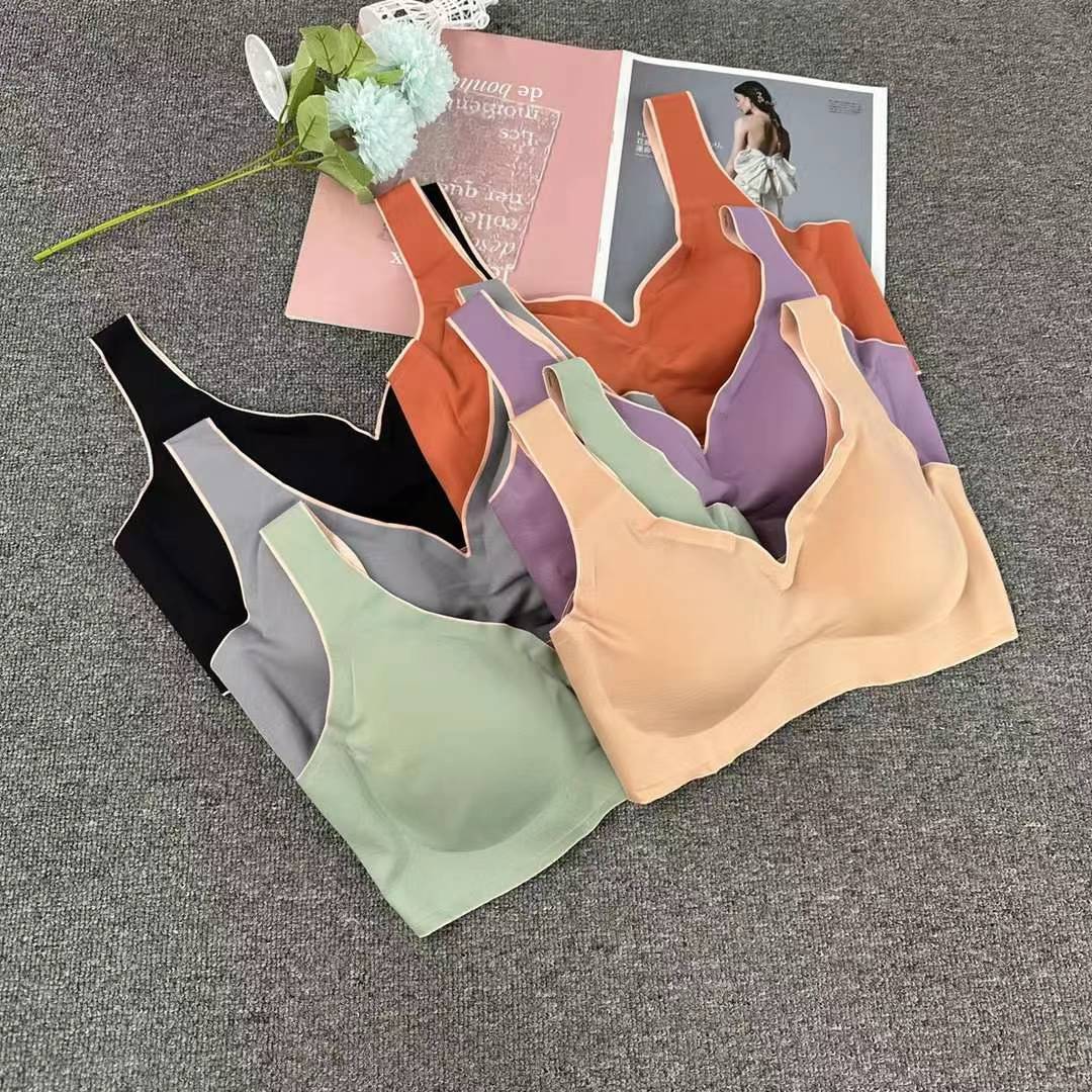 Nueva taza de látex sin marcas de alta calidad, chaleco de dama sin anillo de acero, bra de yoga, ropa interior deportiva, mujer al por mayor