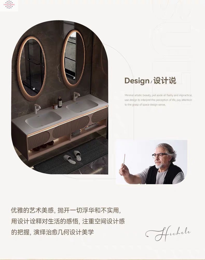 The Kolinai integrated basin bathroom cabinet is a modern hotel-style bathroom with a double basin washbasin and sink details Picture
