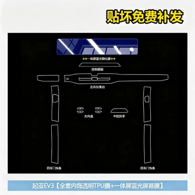Car interior film EV3: tempered glass screen protector for - kia-ev3-full-set-of-tpu-film-integrated-screen-blue-light-tempered-glass-film