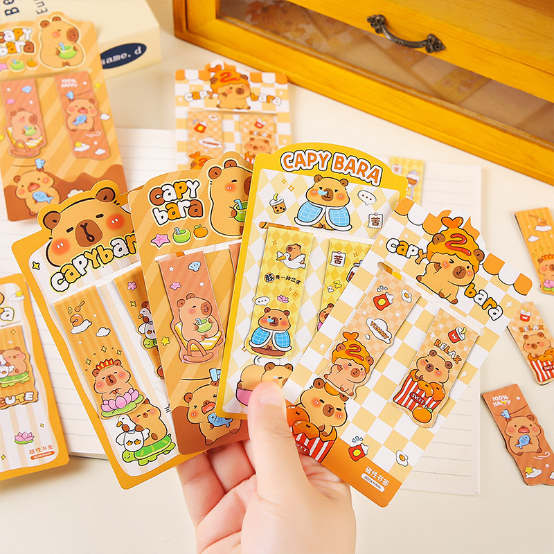Creative Cartoon Kapibara Bookmark Kindergarten Student Small Gift Cute Magnetic Bookmark Practical Stationery Wholesale