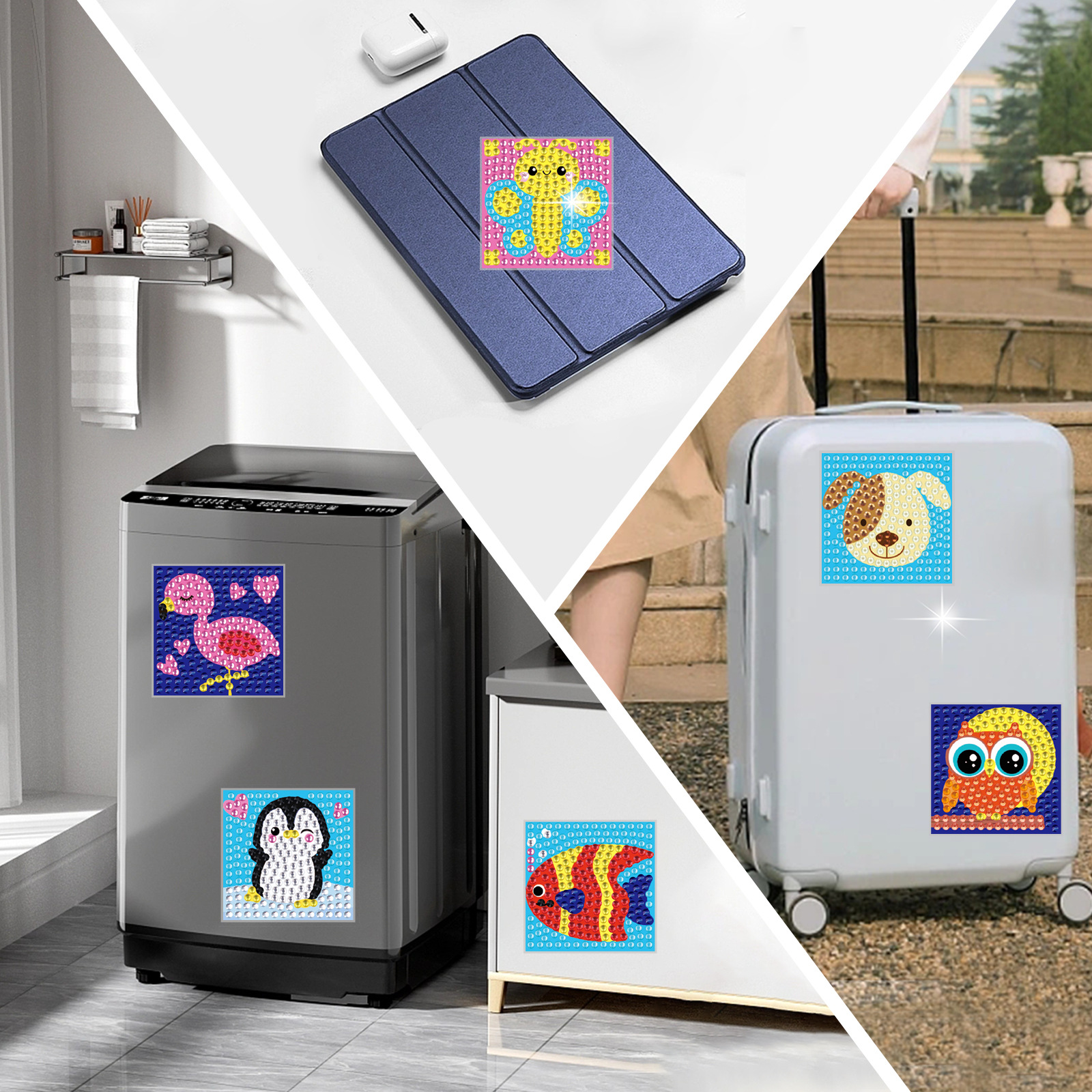 Los mejores dibujos animados de animales pequeños dibujos de diamante pegatinas DIY aleatorias pegatinas de pared pegatinas hechas a mano para niños cristal brillante diamante