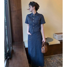 [唐嫣同款]YY女装 棉仿牛仔短款夹克外套女 2025夏季新款藏青上衣