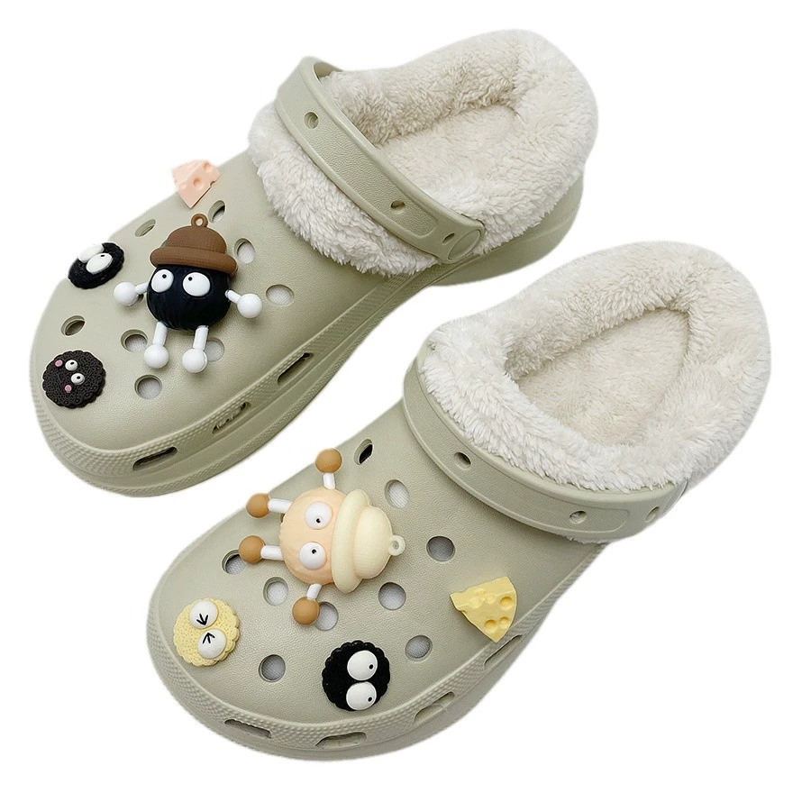 Winter cartoon fleece keep warm slippers platform