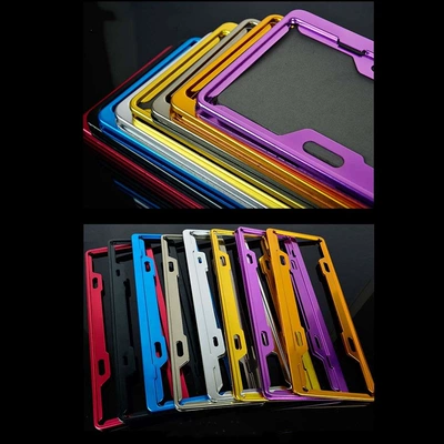 Factory direct space aluminum new license plate frame frosted oxidation colorful license plate frame color license plate frame