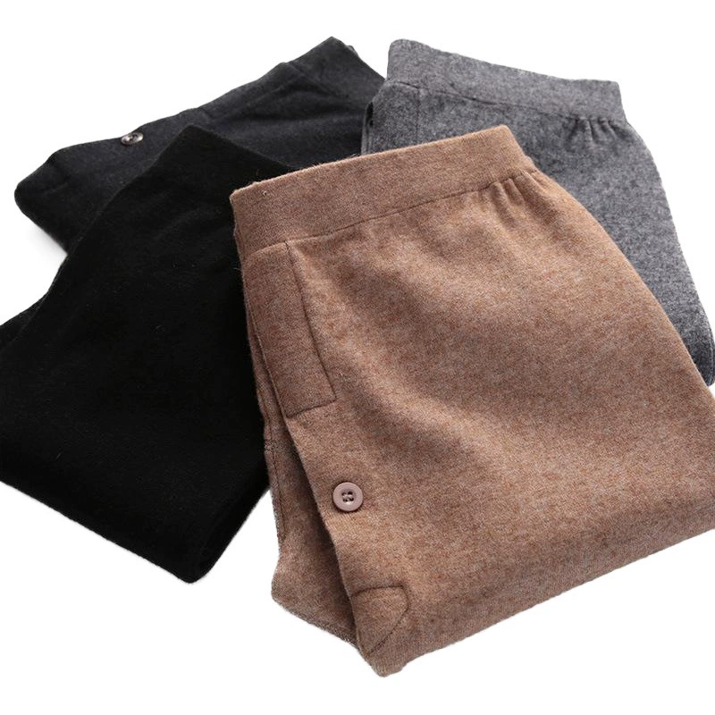 Осенне-зимние новые мужские тонкие шерстяные брюки, женские однослойные эластичные кашемировые брюки, трикотажные нижние брюки