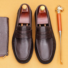 【5天发货】马皮乐福鞋男手工固特异真皮底做旧商务休闲皮鞋批发