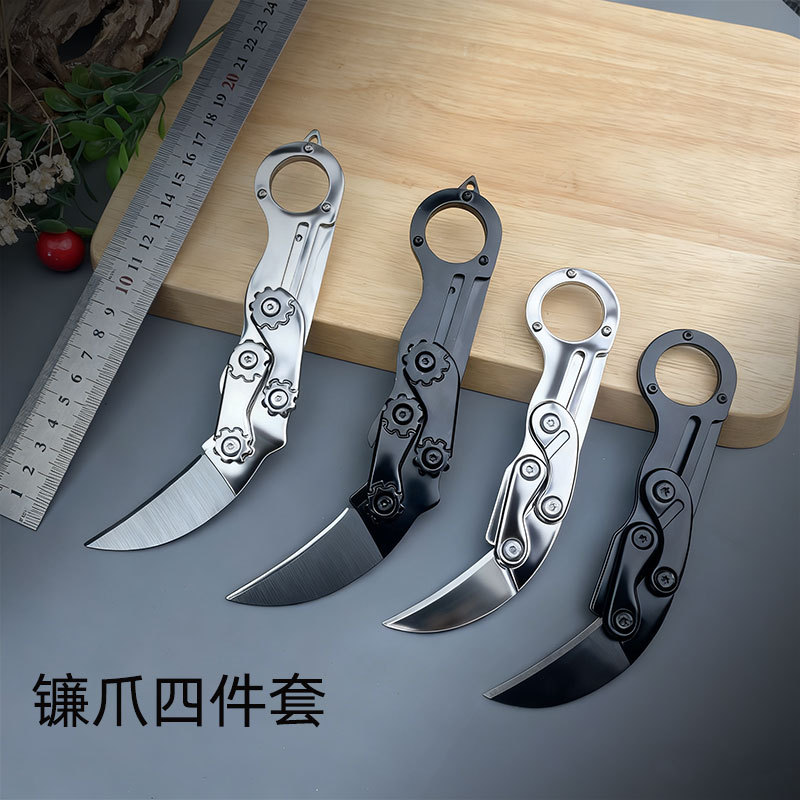 크로스보더 아웃도어 나이프, 캠핑용 접이식 과일칼, 스테인리스 손잡이 고기칼, 고급 접이식 칼, 과일칼