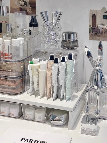 Desktop hand cream storage box multi-grid large capacity seam dressing table cosmetic organization box skincare storage rack