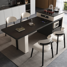 实木伸缩岛台岩板茶桌餐桌一体餐桌椅轻奢组合简约家用现代小户型