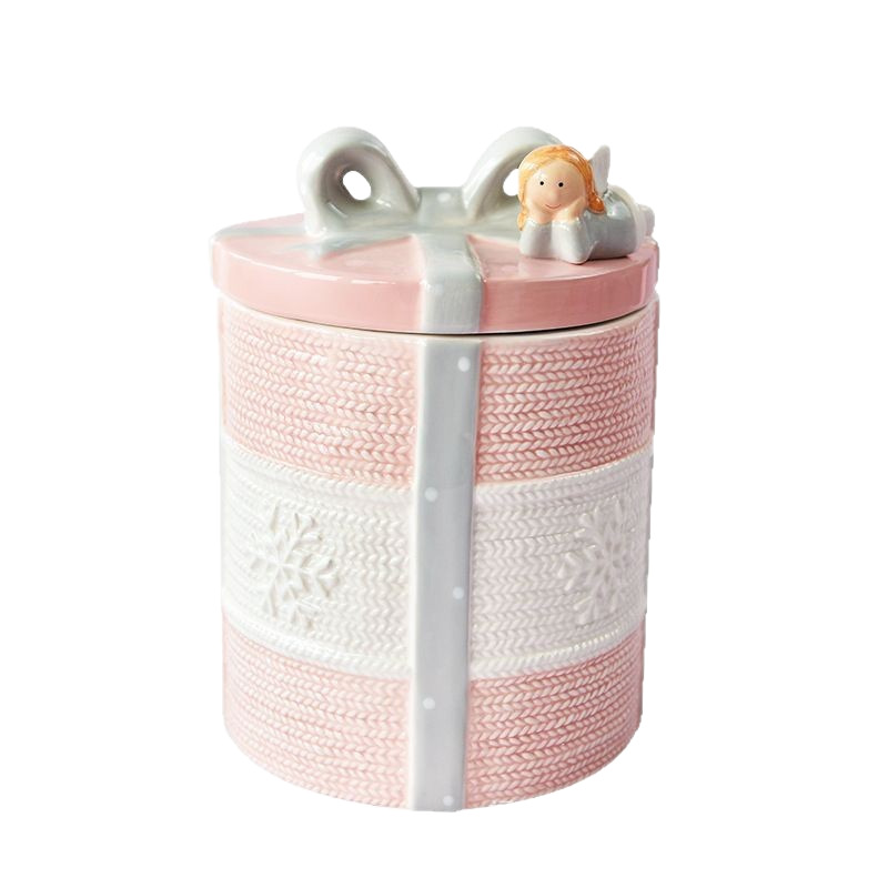 Angel de boda americana Día de San Valentín rosa corazón de la niña cerámica sellado latas de almacenamiento latas de almacenamiento puede decorar adornos