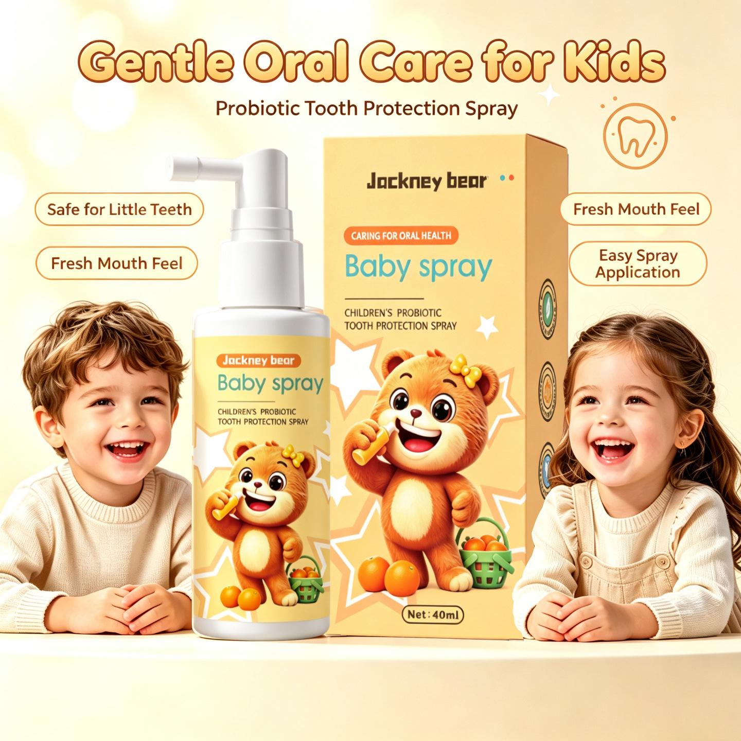 English version of infant oral cleaning spray with probiotics, refreshing mouth care, anti-cavity, cross-border foreign trade dental spray