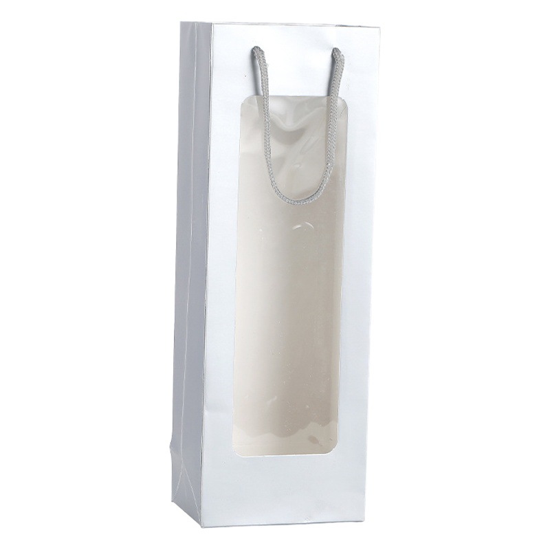 Nuevo solo vino tinto bolsa de regalo portátil ventana abierta de papel Kraft bolsa de papel bolso transparente bolsa de regalo rectangular