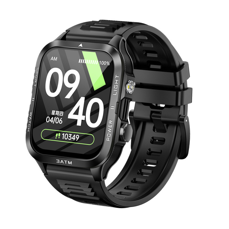 Smartwatch KT89 con ampio schermo da 1,96 pollici, chiamate Bluetooth, torcia a LED, orologio sportivo per attività all'aperto, unisex, stile business, lusso/sportivo._voghion.com